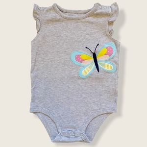 Carter’s 18M Soft Gray Flutter Sleeve Butterfly Snap Onesie